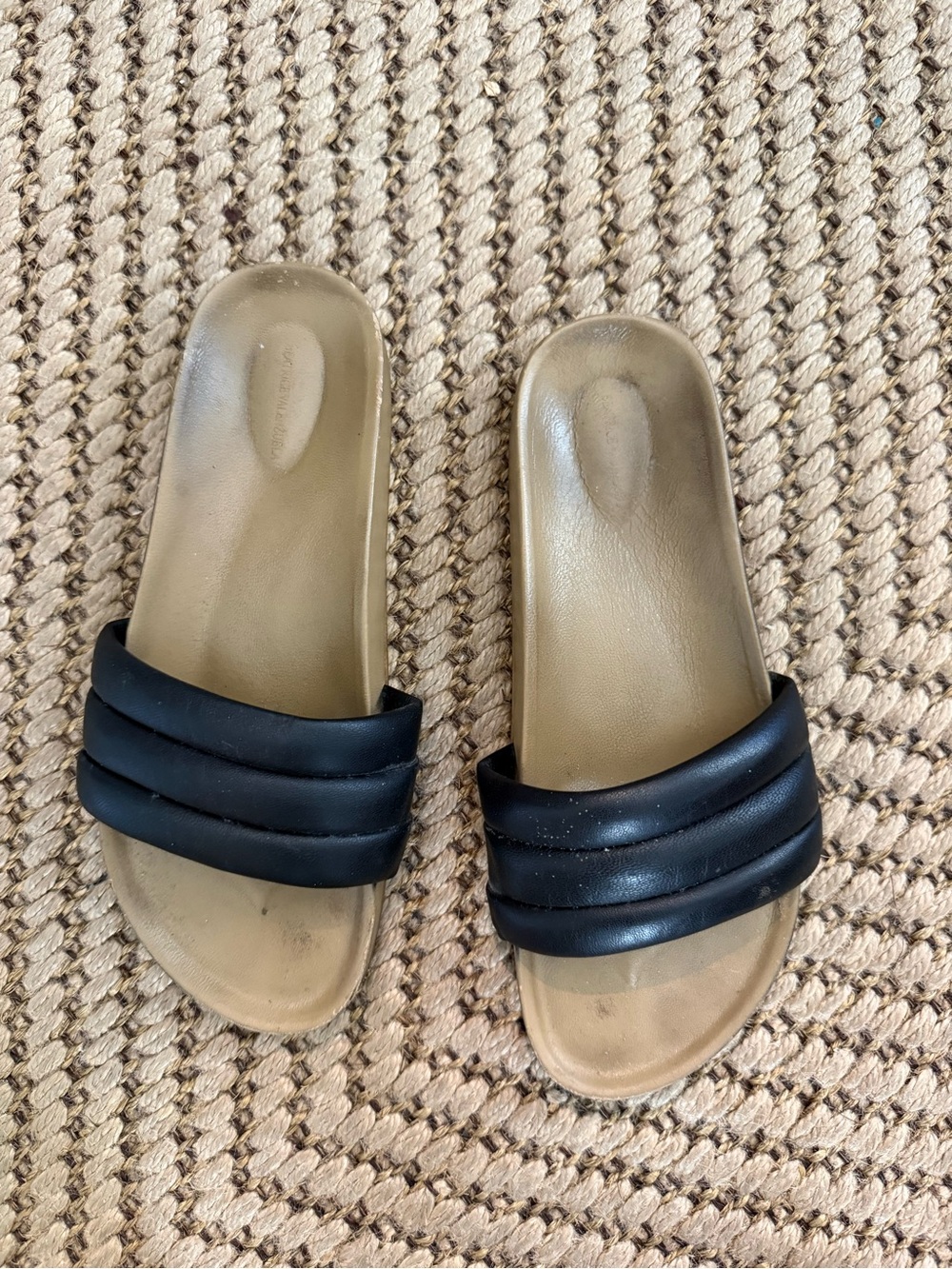 Beatrice Valenzuela Black Padded Slide Sandals